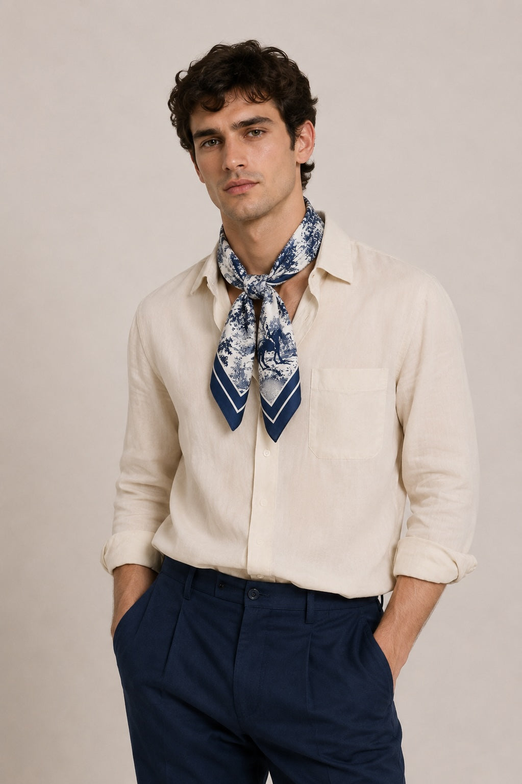 Horse field - Navy Silk