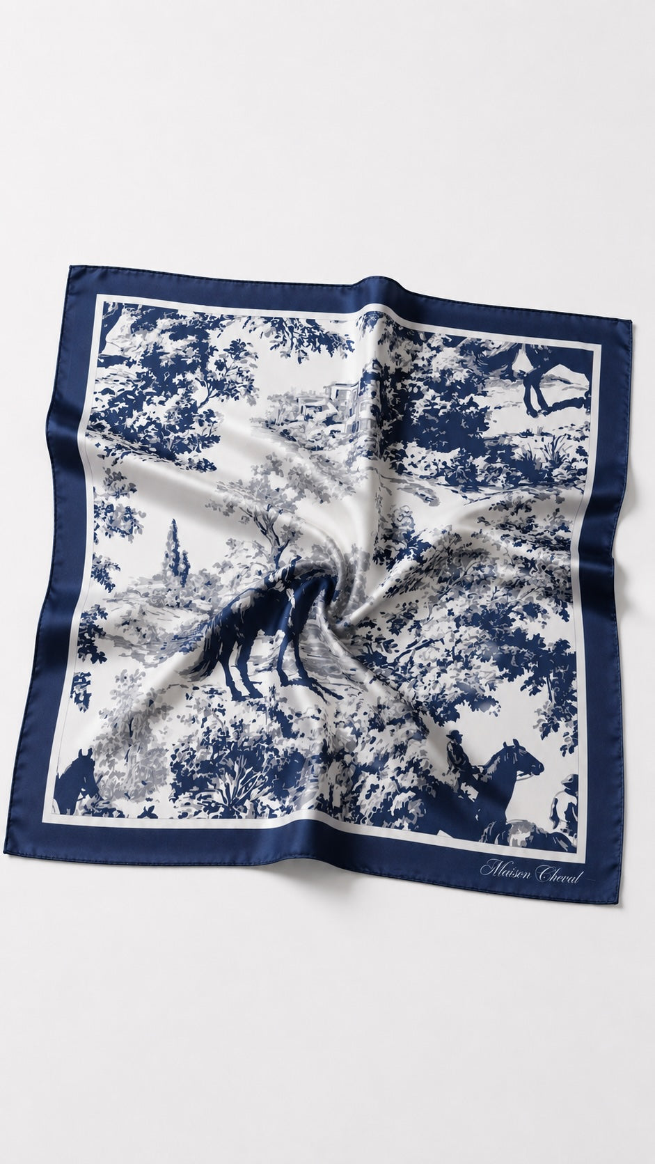 Horse field - Navy Silk
