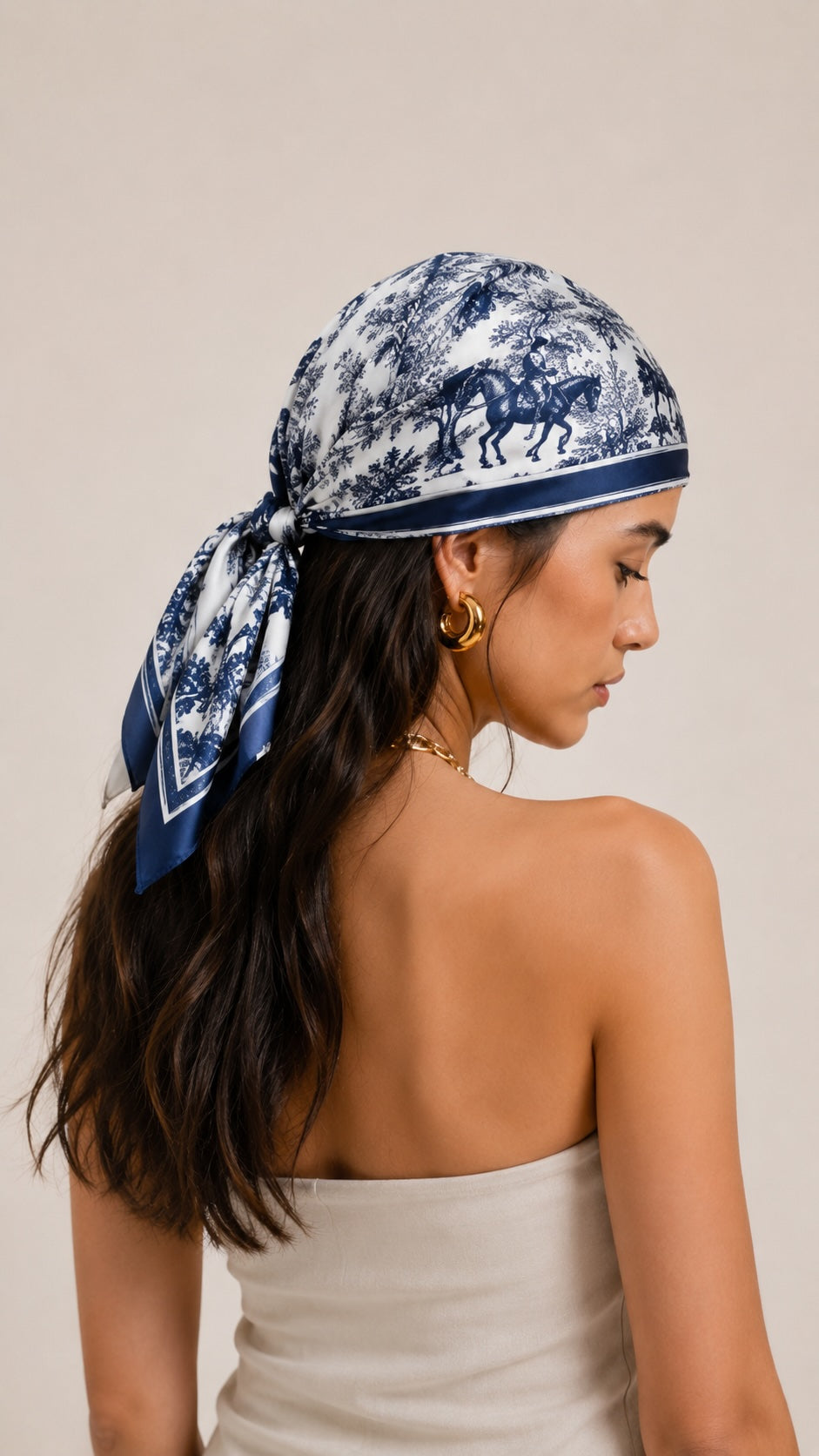 Horse field - Navy Silk