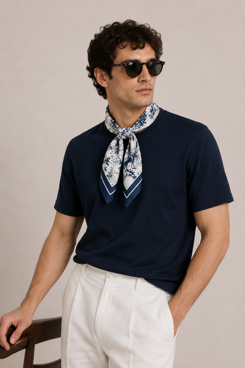 Horse field - Navy Silk