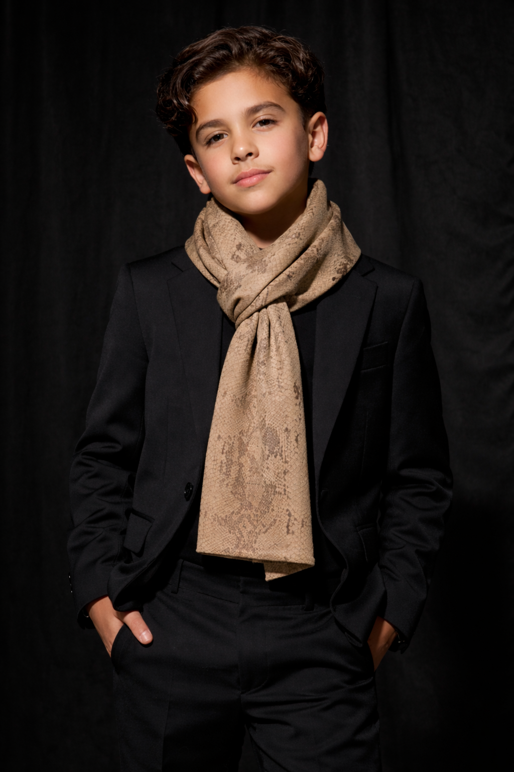 Little Sauvage — Kids Beige Snake Scarf