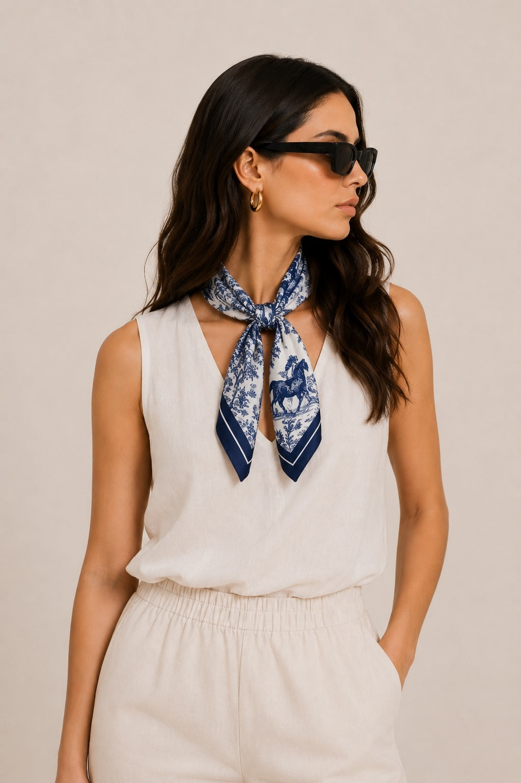 Horse field - Navy Silk