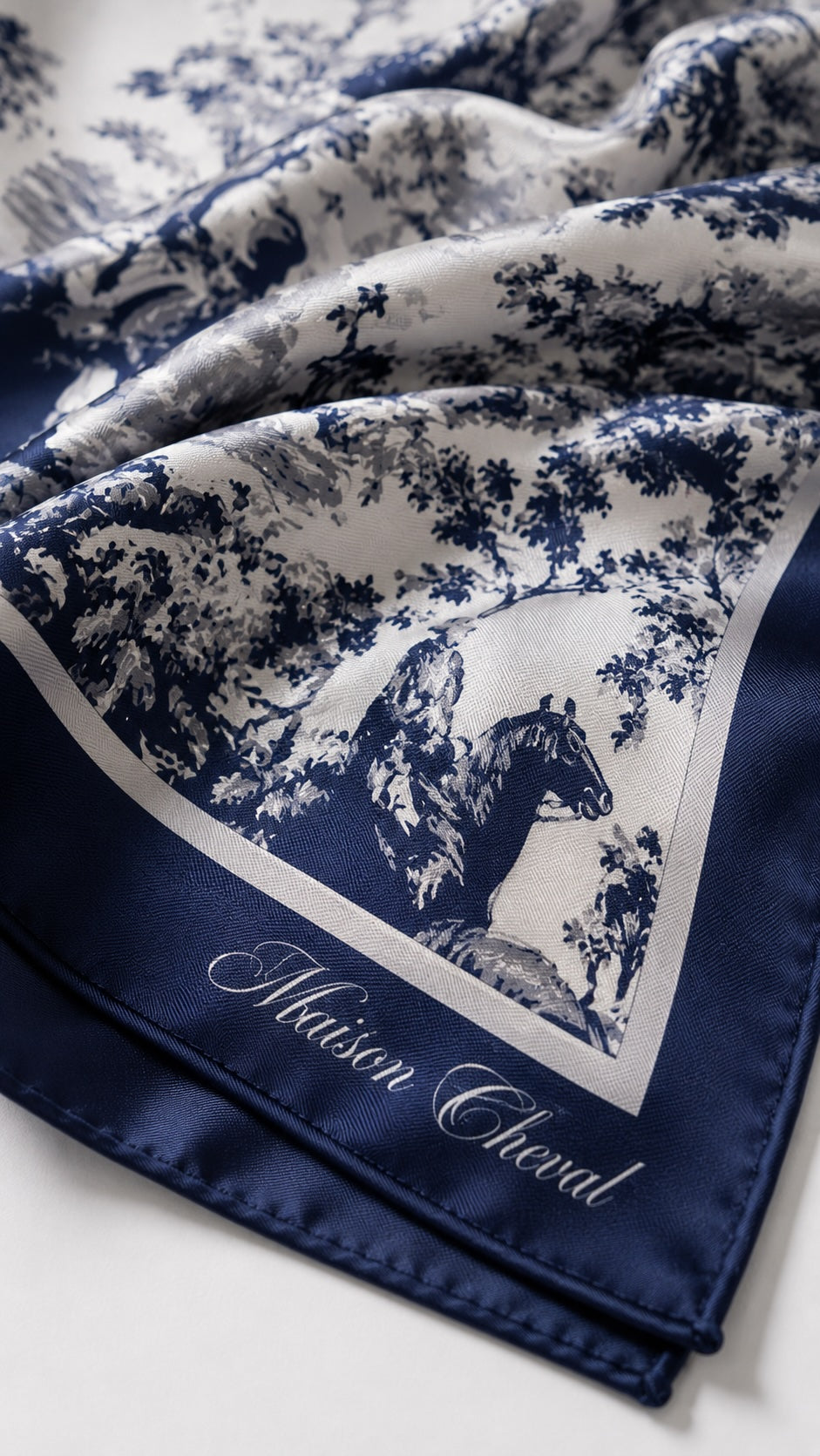 Horse field - Navy Silk